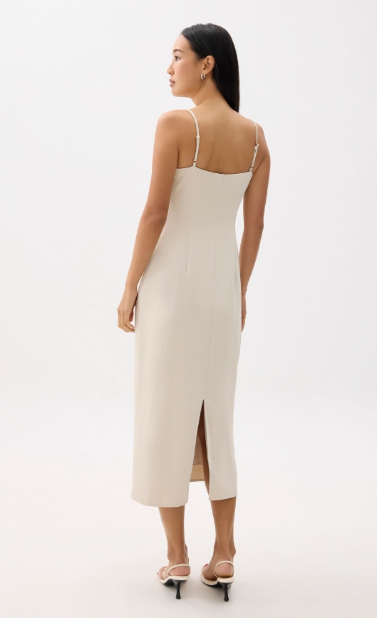 Straight Neck Slip Midi Dress Straight Neck Slip Midi Dress
