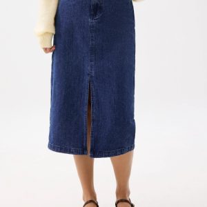Striped Denim Column Midaxi Skirt - Image 4