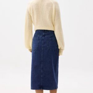 Striped Denim Column Midaxi Skirt - Image 3