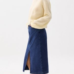 Striped Denim Column Midaxi Skirt - Image 2